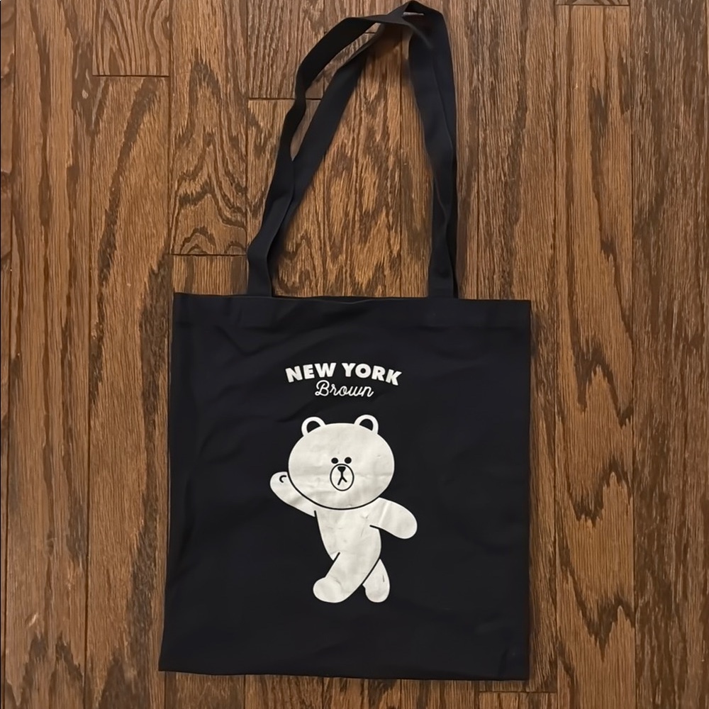 Line Friends Bear Brown Tote - Dark Navy